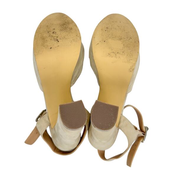 Steve Madden Jillyy Tan Suede Chuncky Extreme High Heel Platfrom Sandals Sz 10M - Picture 6 of 16